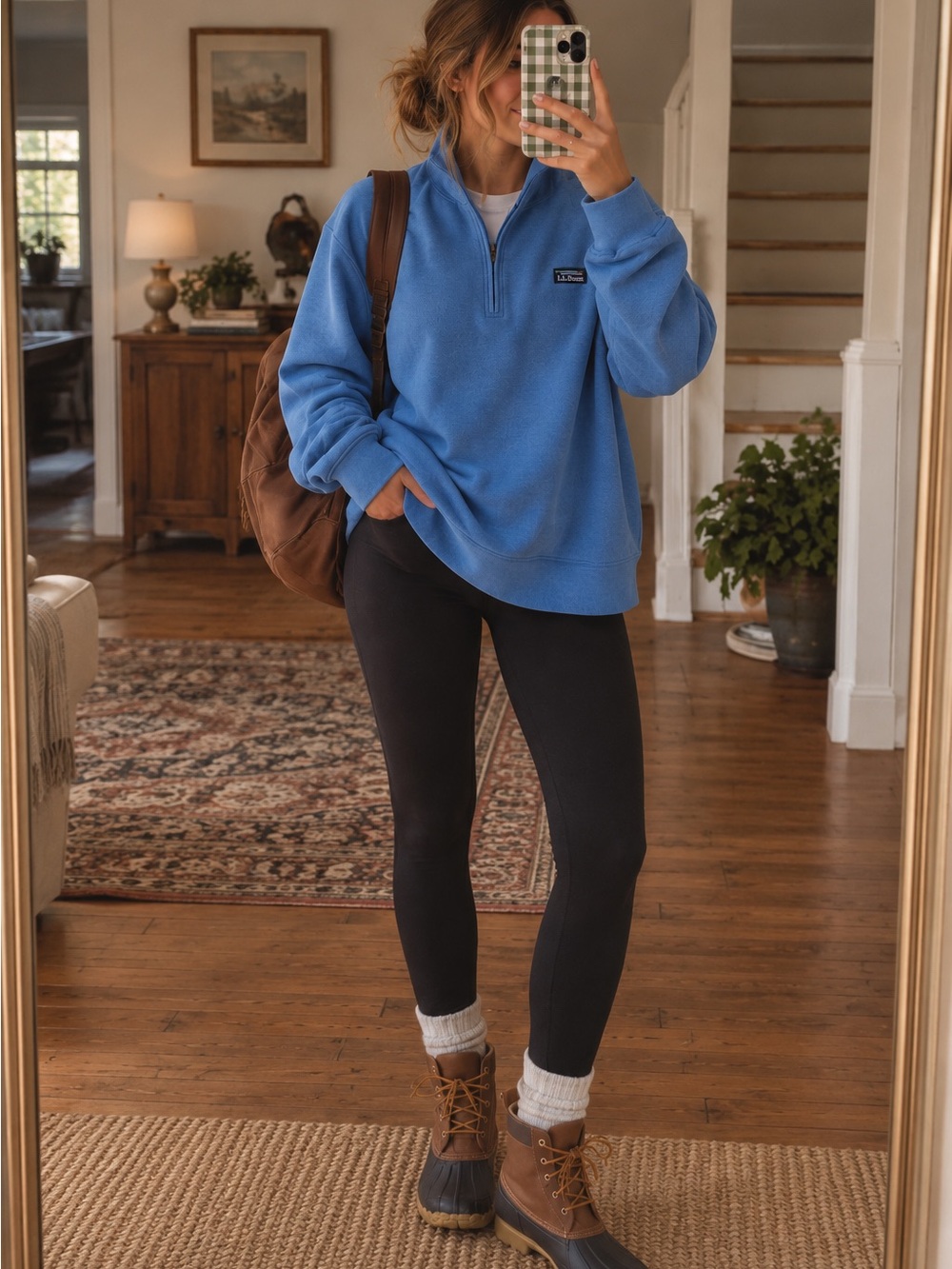 Men’s LL Bean Blue Quarter-Zip Pullover